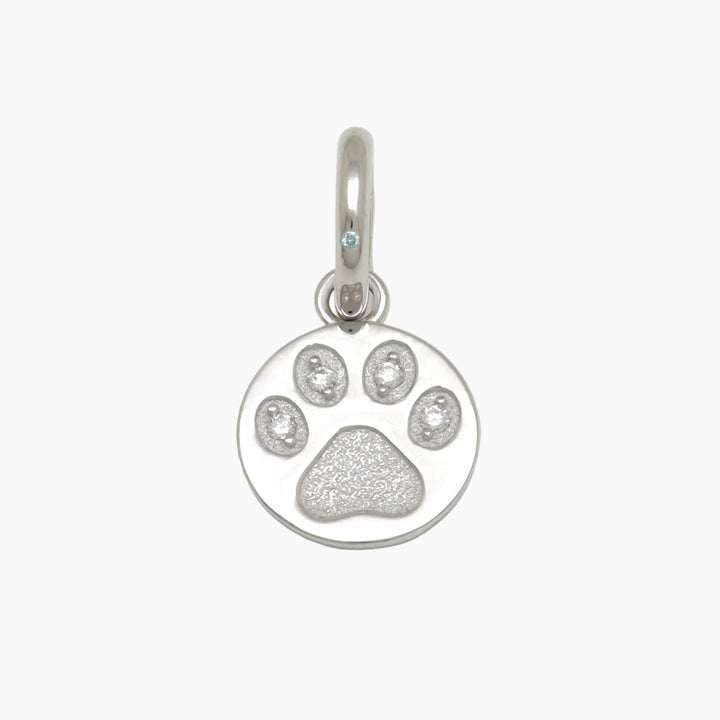 DIVETIA Paw Promise charm with lab-grown white diamonds in rhodium-finished sterling silver