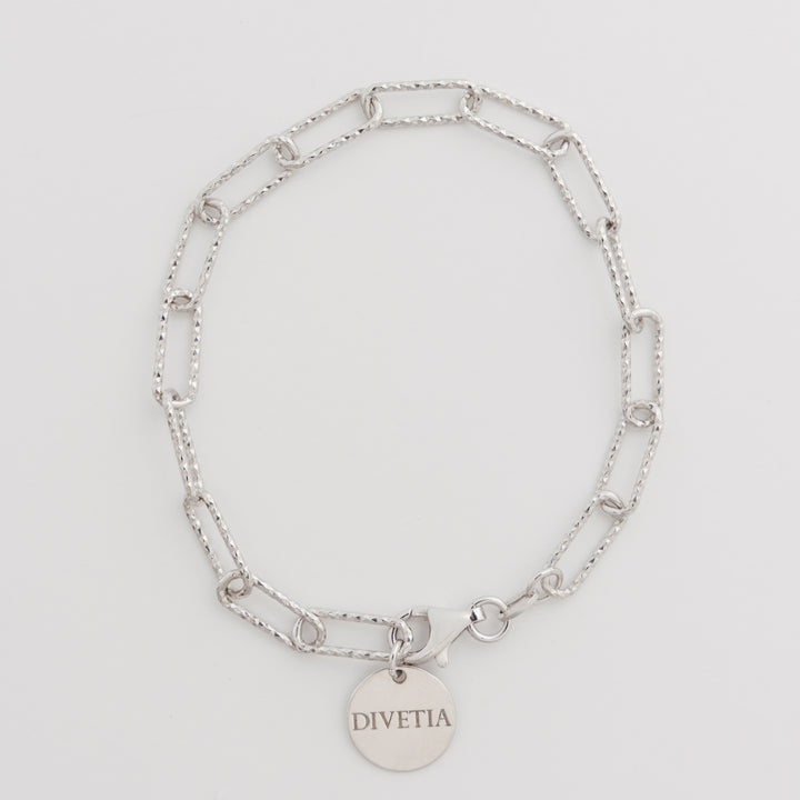 DIVETIA Paperclip Bracelet in rhodium-finished sterling silver