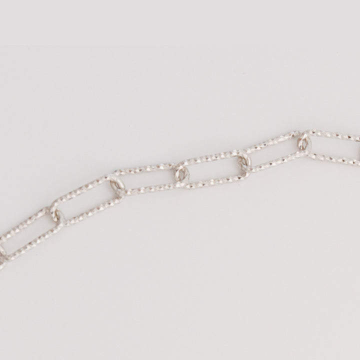 DIVETIA Paperclip Necklace chain detail in rhodium-finished sterling silver